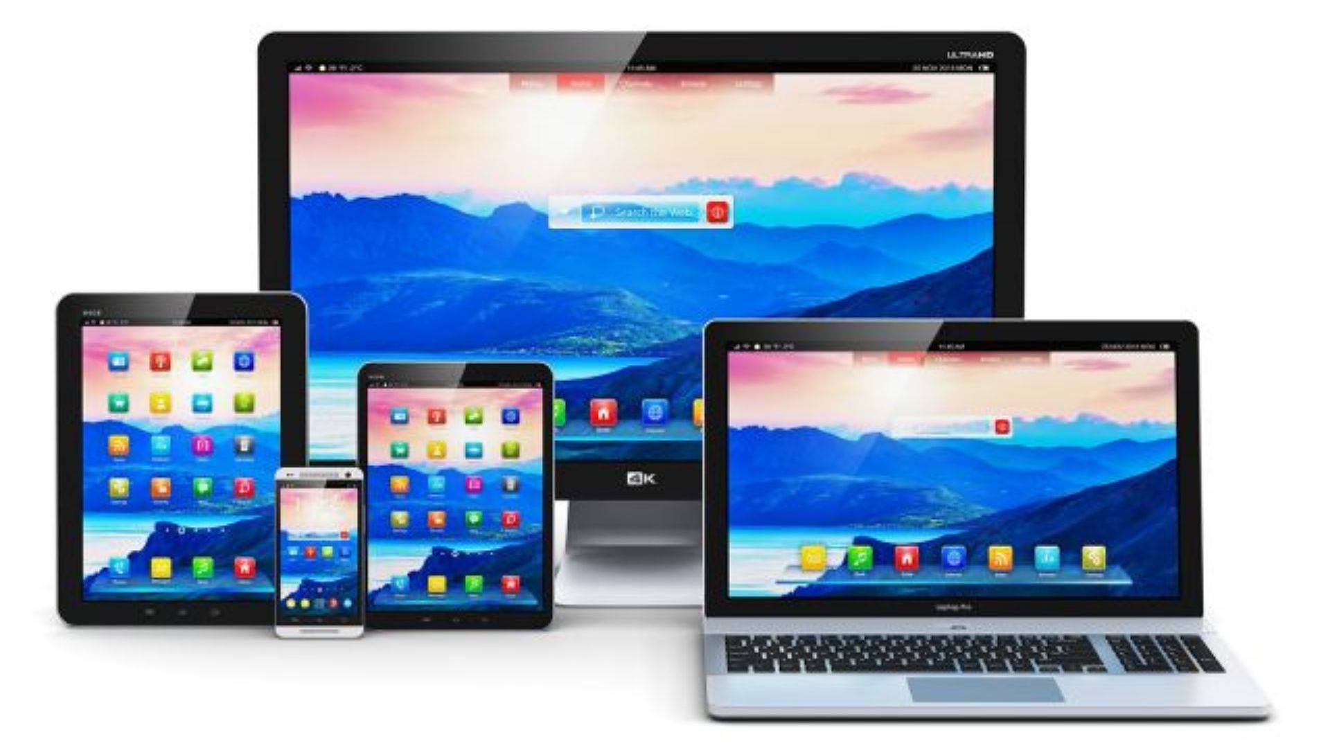 tablet, laptop, desktop and cellphone